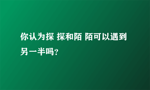 你认为探 探和陌 陌可以遇到另一半吗？