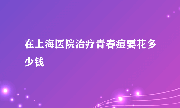 在上海医院治疗青春痘要花多少钱