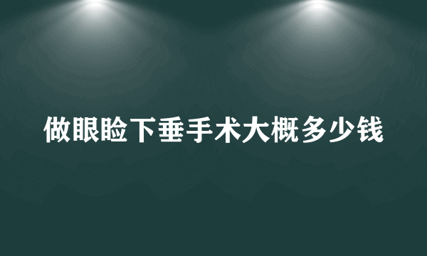 做眼睑下垂手术大概多少钱