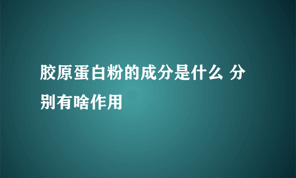 胶原蛋白粉的成分是什么 分别有啥作用