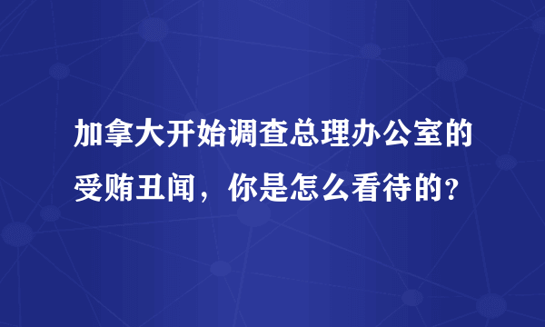 加拿大开始调查总理办公室的受贿丑闻，你是怎么看待的？