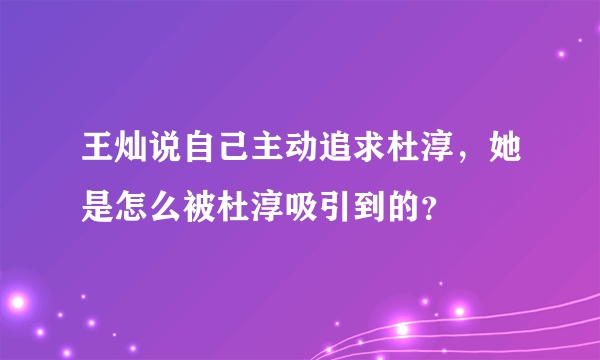 王灿说自己主动追求杜淳，她是怎么被杜淳吸引到的？