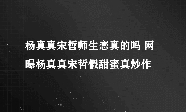 杨真真宋哲师生恋真的吗 网曝杨真真宋哲假甜蜜真炒作