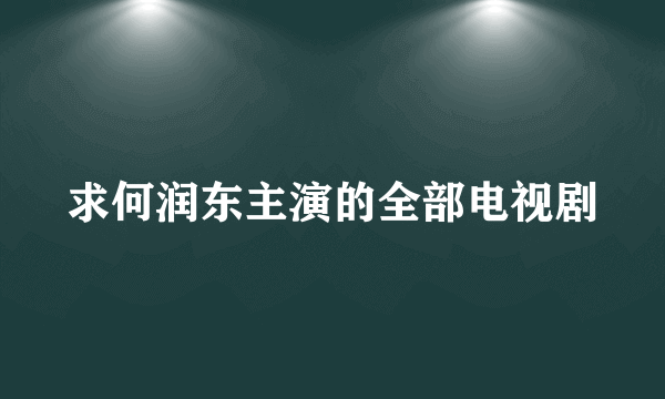 求何润东主演的全部电视剧