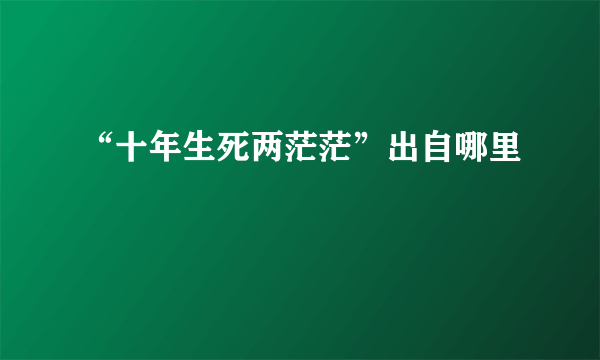 “十年生死两茫茫”出自哪里