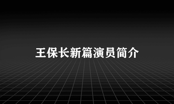 王保长新篇演员简介