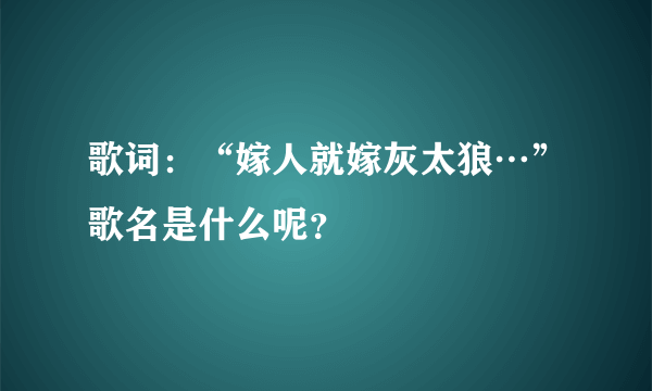 歌词：“嫁人就嫁灰太狼…”歌名是什么呢？