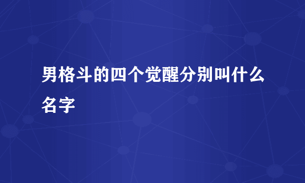 男格斗的四个觉醒分别叫什么名字