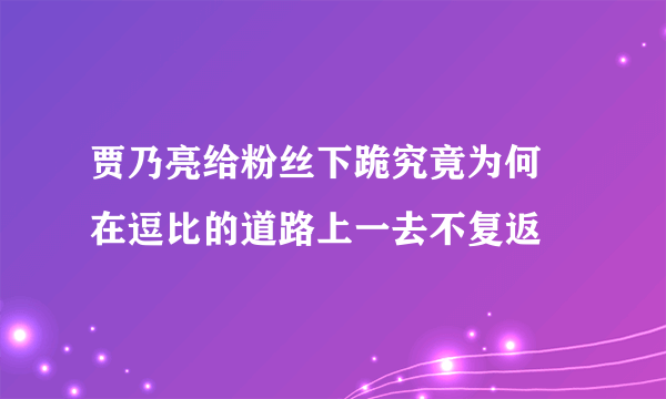 贾乃亮给粉丝下跪究竟为何 在逗比的道路上一去不复返