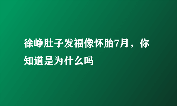 徐峥肚子发福像怀胎7月，你知道是为什么吗