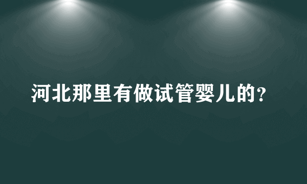 河北那里有做试管婴儿的？