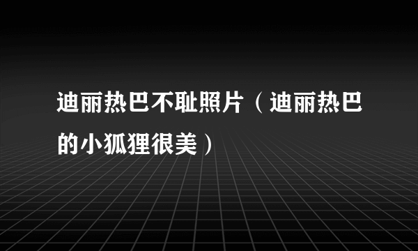 迪丽热巴不耻照片（迪丽热巴的小狐狸很美）