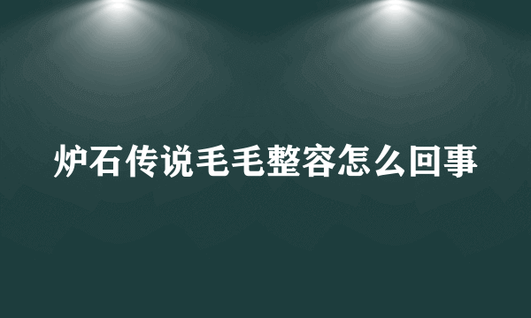 炉石传说毛毛整容怎么回事