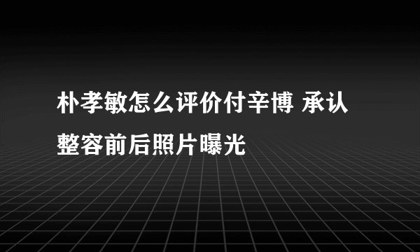 朴孝敏怎么评价付辛博 承认整容前后照片曝光