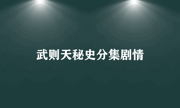 武则天秘史分集剧情