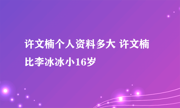 许文楠个人资料多大 许文楠比李冰冰小16岁