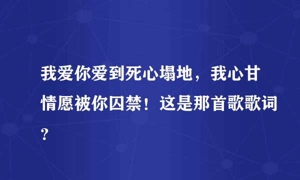 我爱你爱到死心塌地，我心甘情愿被你囚禁！这是那首歌歌词？