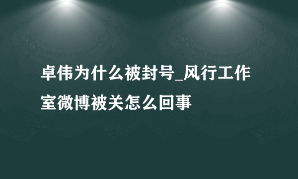 卓伟为什么被封号_风行工作室微博被关怎么回事