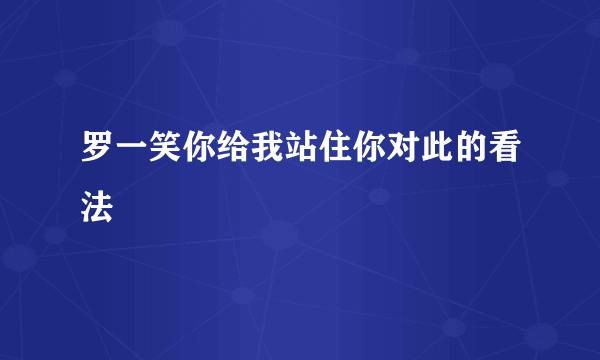 罗一笑你给我站住你对此的看法