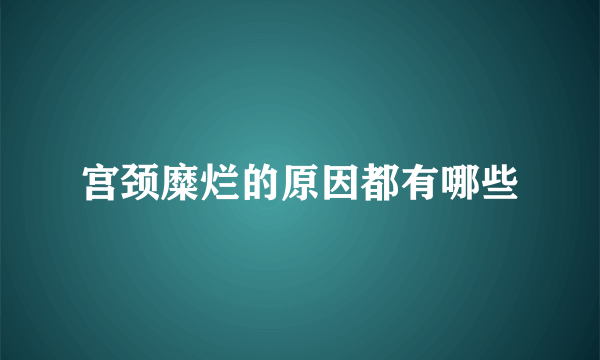 宫颈糜烂的原因都有哪些