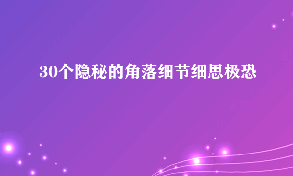 30个隐秘的角落细节细思极恐