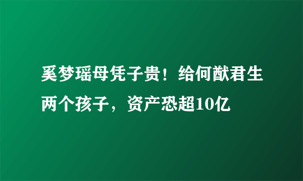 奚梦瑶母凭子贵！给何猷君生两个孩子，资产恐超10亿