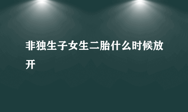 非独生子女生二胎什么时候放开