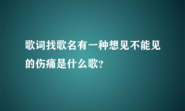 歌词找歌名有一种想见不能见的伤痛是什么歌？