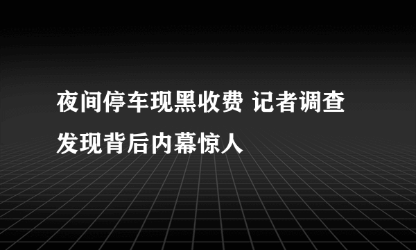 夜间停车现黑收费 记者调查发现背后内幕惊人