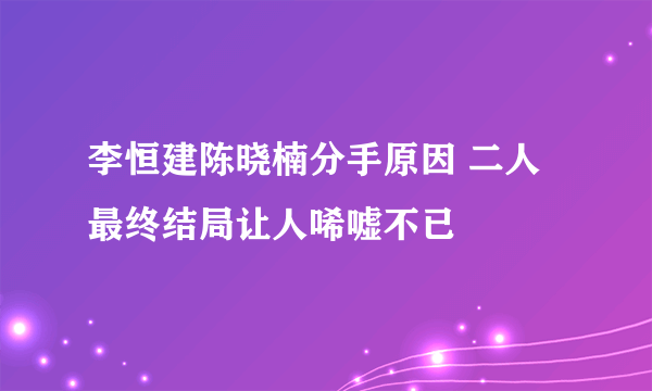 李恒建陈晓楠分手原因 二人最终结局让人唏嘘不已