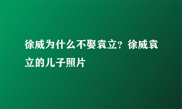 徐威为什么不娶袁立？徐威袁立的儿子照片