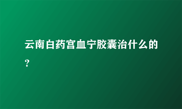 云南白药宫血宁胶囊治什么的？