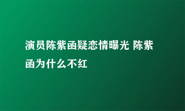 演员陈紫函疑恋情曝光 陈紫函为什么不红