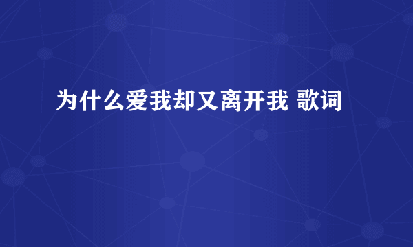 为什么爱我却又离开我 歌词