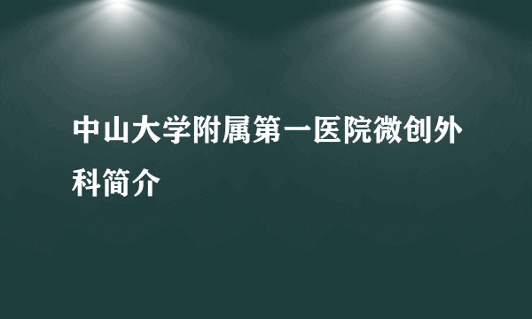 中山大学附属第一医院微创外科简介