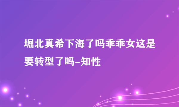 堀北真希下海了吗乖乖女这是要转型了吗-知性