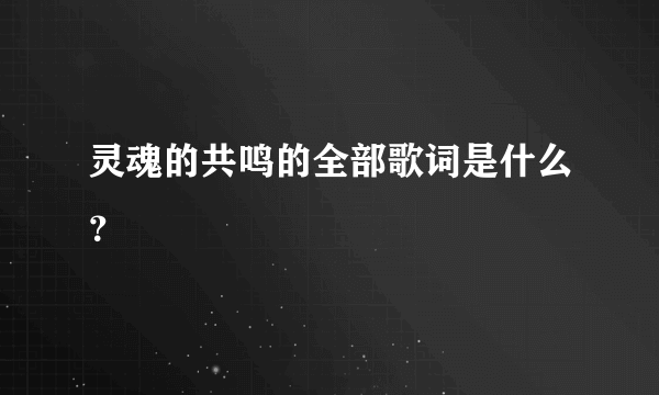 灵魂的共鸣的全部歌词是什么？