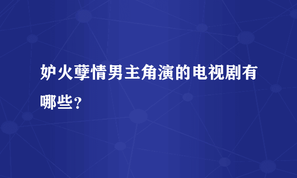 妒火孽情男主角演的电视剧有哪些？