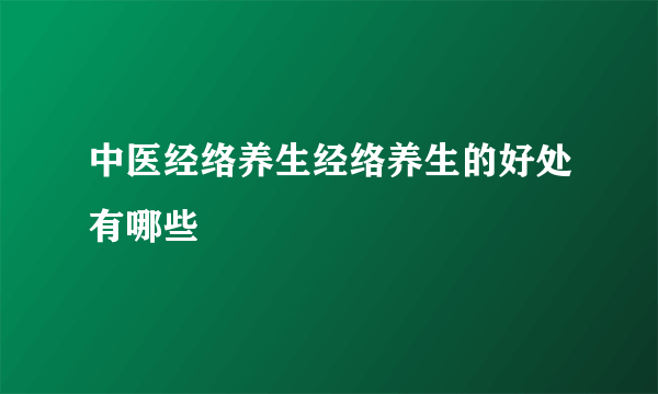 中医经络养生经络养生的好处有哪些