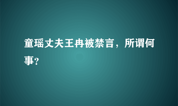 童瑶丈夫王冉被禁言，所谓何事？