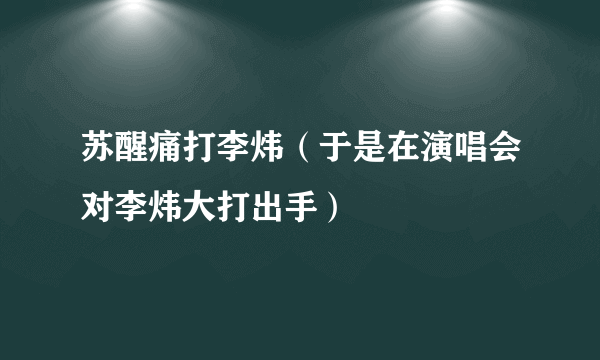 苏醒痛打李炜（于是在演唱会对李炜大打出手）