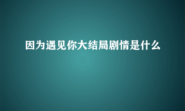 因为遇见你大结局剧情是什么