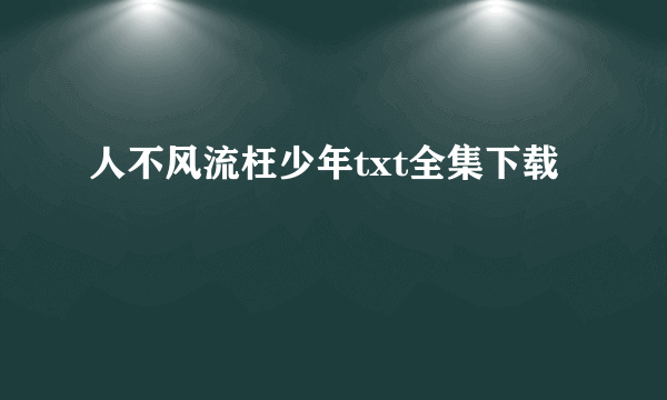 人不风流枉少年txt全集下载