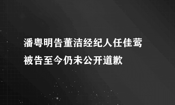 潘粤明告董洁经纪人任佳莺  被告至今仍未公开道歉