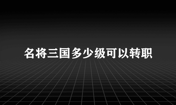 名将三国多少级可以转职