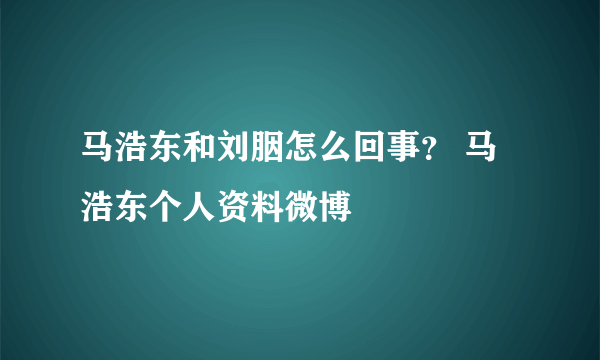 马浩东和刘胭怎么回事？ 马浩东个人资料微博