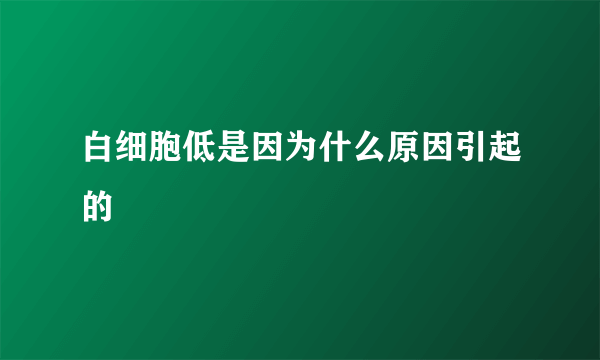 白细胞低是因为什么原因引起的