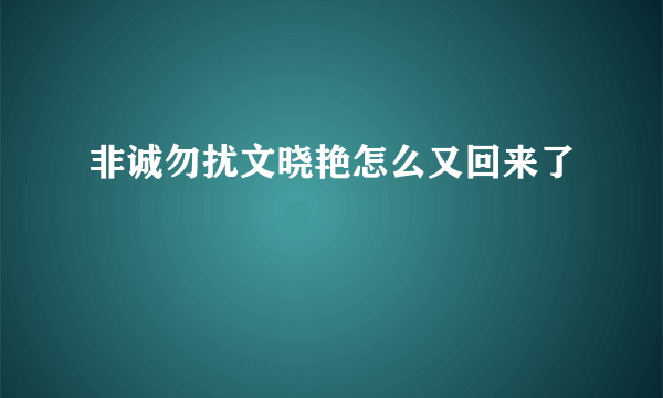 非诚勿扰文晓艳怎么又回来了