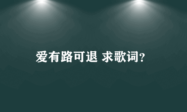 爱有路可退 求歌词？