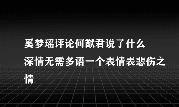 奚梦瑶评论何猷君说了什么 深情无需多语一个表情表悲伤之情